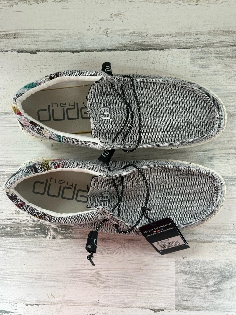 Hey Dude Men’s Size 13 Wally Funk Etno Gray Slip On Shoes Multi Color Heel NWT